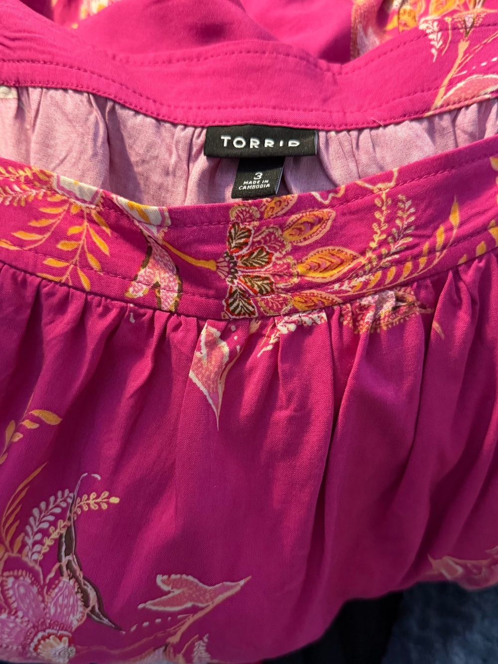 torrid Pink Paisley Square-Neck Flutter Blouse